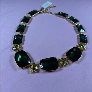 Talbots Green and Gold Checkerboard Stone Statement Necklace